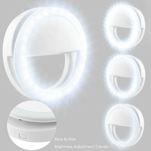 Ring Light LED Portatile con Clip per Smartphone — 3 Modalità di Illuminazione