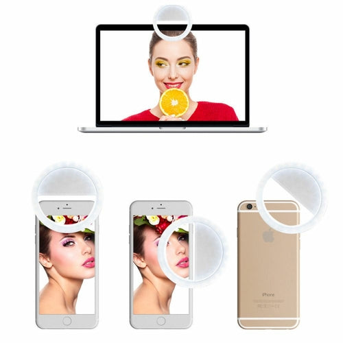 Ring Light LED Portatile con Clip per Smartphone — 3 Modalità di Illuminazione