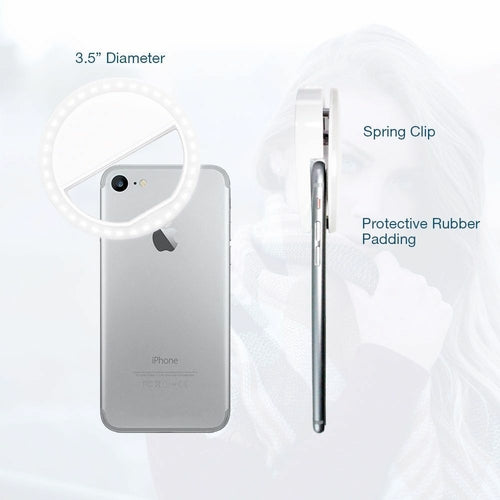 Ring Light LED Portatile con Clip per Smartphone — 3 Modalità di Illuminazione