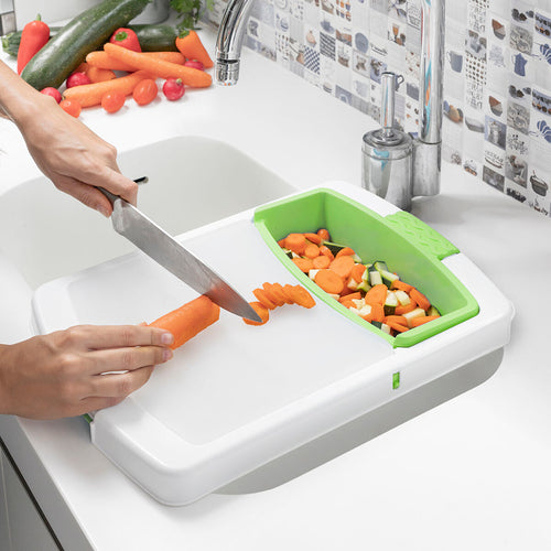 Tagliere Estensibile 3-in-1 con Vassoio, Contenitore e Scolapasta PractiCut InnovaGoods