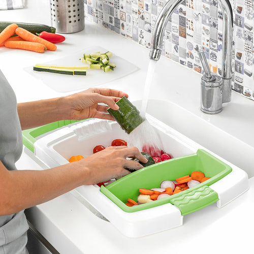 Tagliere Estensibile 3-in-1 con Vassoio, Contenitore e Scolapasta PractiCut InnovaGoods