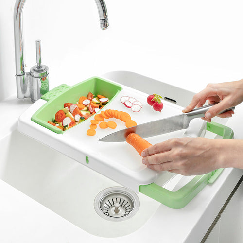 Tagliere Estensibile 3-in-1 con Vassoio, Contenitore e Scolapasta PractiCut InnovaGoods