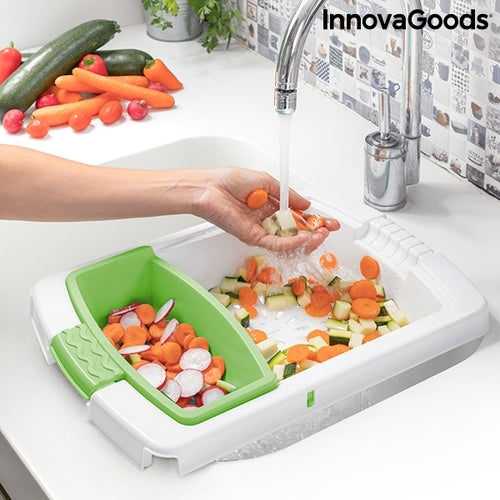 Tagliere Estensibile 3-in-1 con Vassoio, Contenitore e Scolapasta PractiCut InnovaGoods