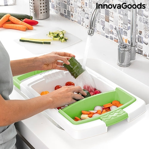 Tagliere Estensibile 3-in-1 con Vassoio, Contenitore e Scolapasta PractiCut InnovaGoods